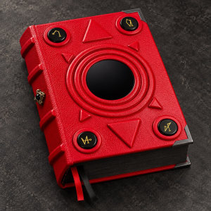 Red Leather Grimoire with Obsidian Mirror